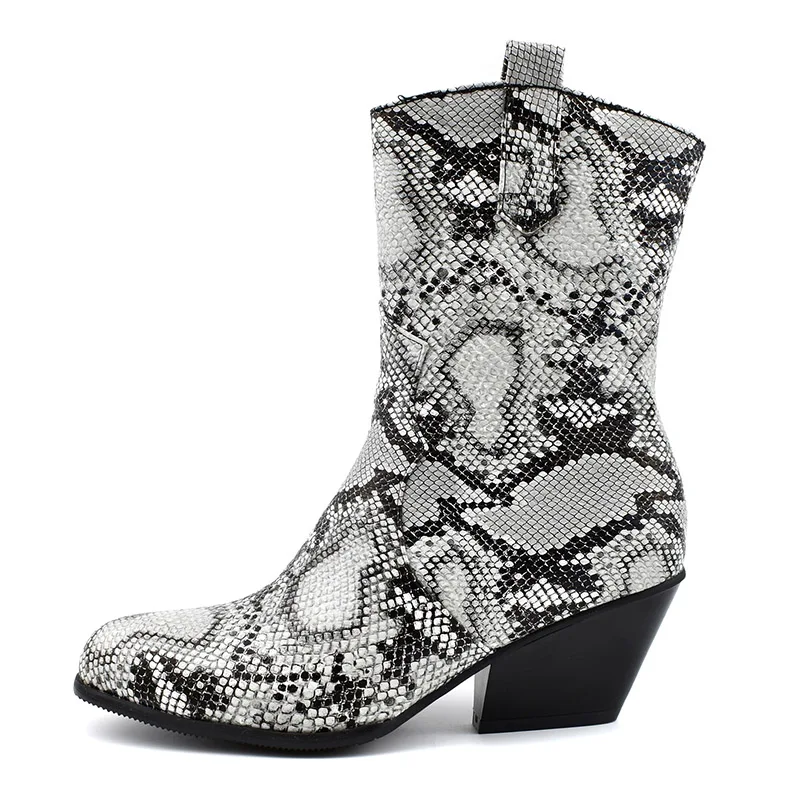 Женские ботильоны из змеиной кожи на высоком каблуке размеры 34-48 | Обувь