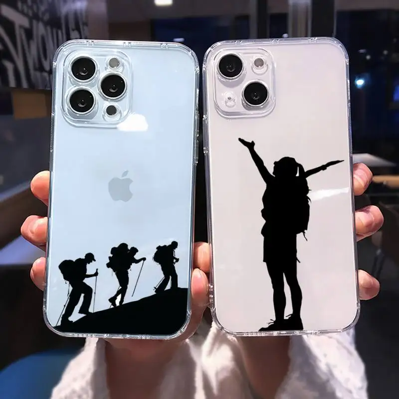 

Backpacker Backpacker climbing Phone Case For iphone 13 12 11 8 7 plus mini x xs xr pro max Transparent soft