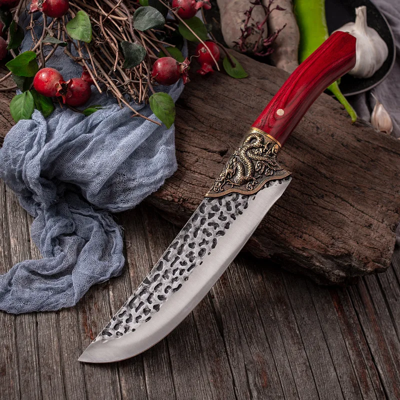 

Кованый нож для убоя Longquan Copperhead, кухонный нож для убоя, свиней, овец, рыбы, нож для резки мяса из нержавеющей стали