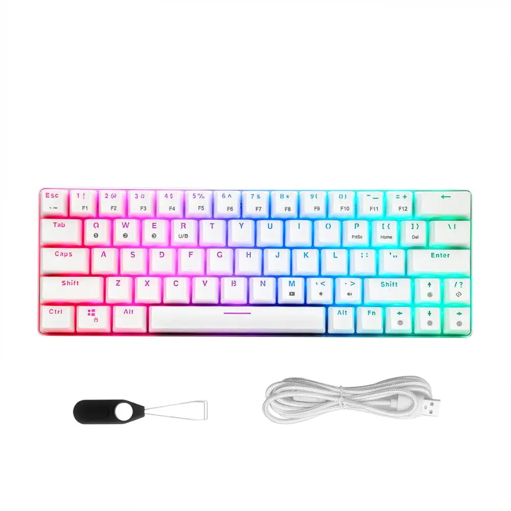 Механическая клавиатура 60% проводная Bluetooth с двумя режимами 63 клавиши RGB