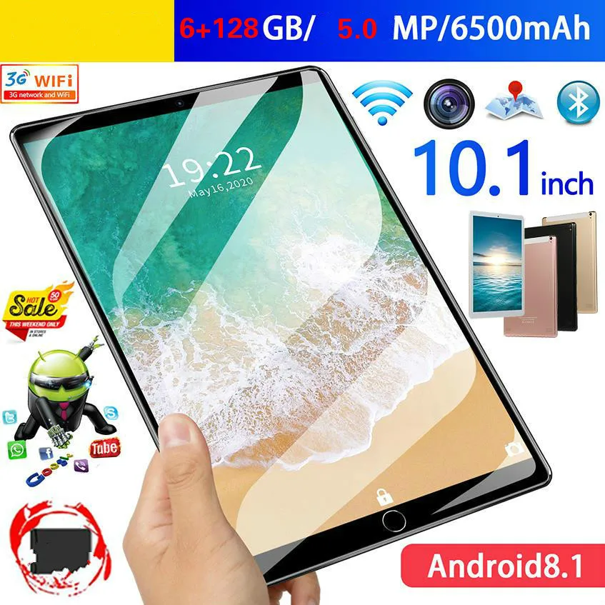 Планшет Google Play Store 10 ядер 1 дюйма 6 + 128 ГБ 2 SIM-карты 5 0 МП GPS Android 9 4G LTE | Компьютеры и