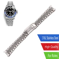 carlywet 20mm silver solid curved end screw links watch band strap bracelet jubilee with oyster clasp for rolex gmt master ii