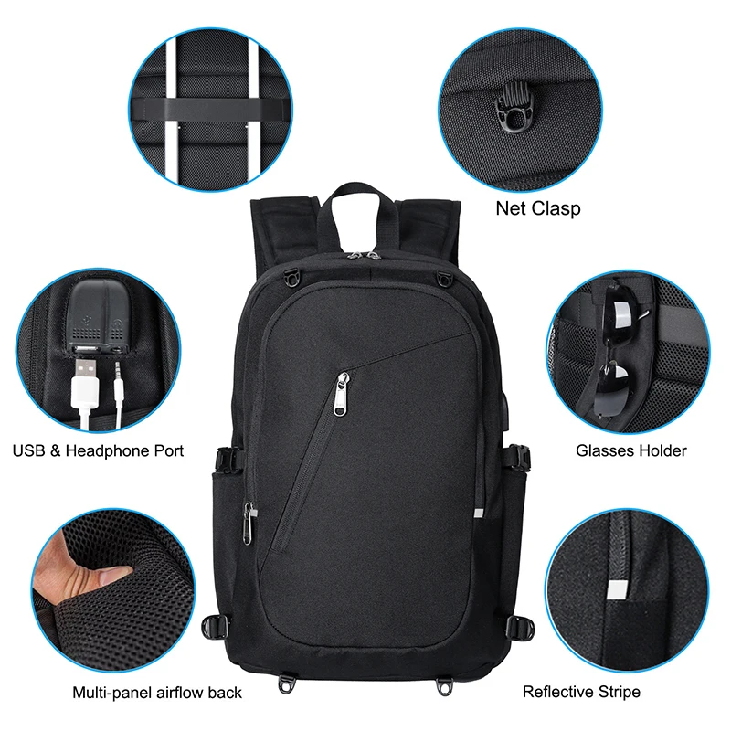 

Sport Backpack for Men Waterproof Mochilas Para Hombre USB Charging Unisex 15.6 Inch Labtop Male Shoulder School Bag