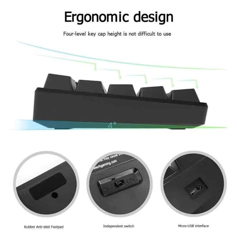 

Wireless Mechanical Gaming Keyboard 61 Keys Single Backlight Mechanical Green Shaft Game Keyboard