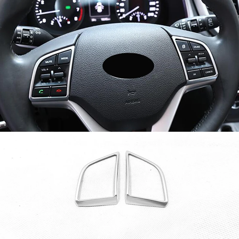 

Для Hyundai Tucson 2015-2019 аксессуары ABS углеродное волокно автомобильный руль кнопка рамка крышка отделка наклейка Стайлинг автомобиля 2 шт.