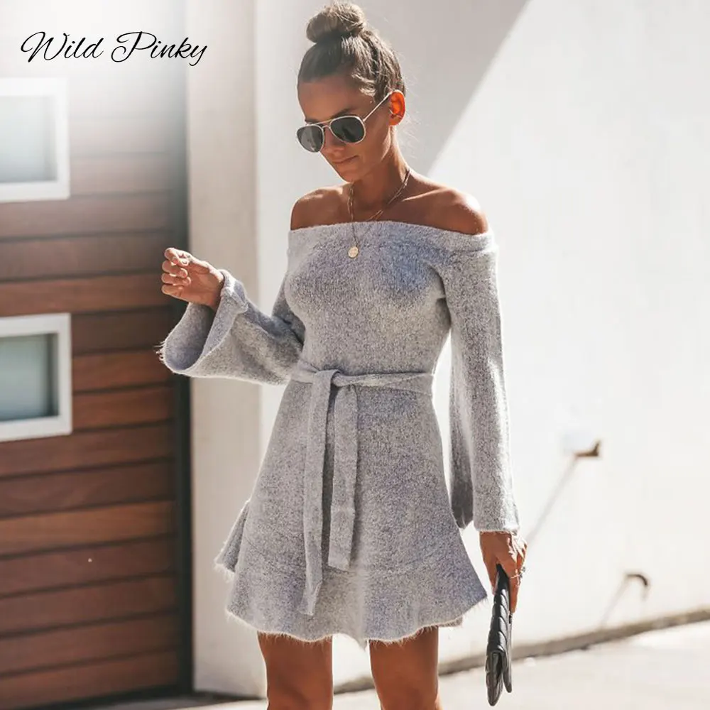 WildPinky новые женские вечерние платья с длинным рукавом серого цвета открытыми