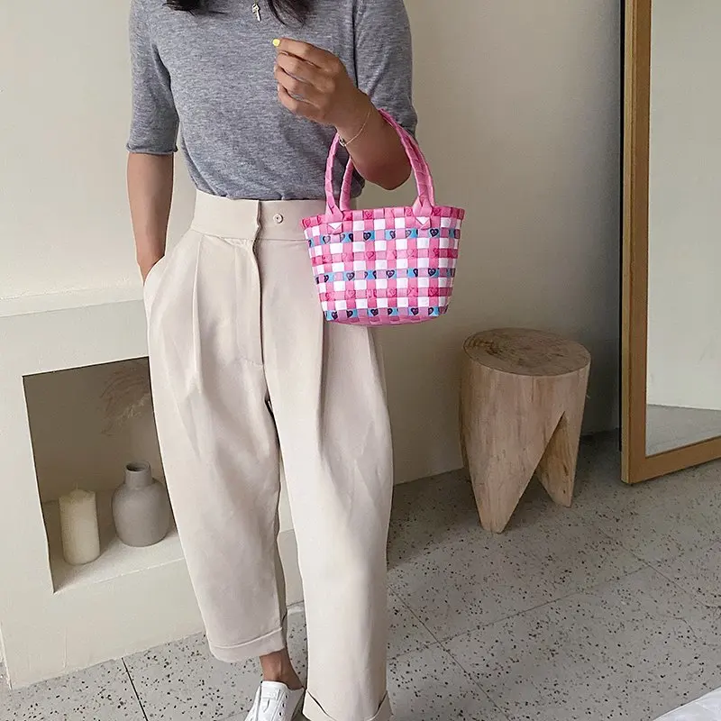 

Straw Beach Bucket Bag Vintage Woven Shoulder Bags for Women 2021 Designer Summer Fashion Brand Big Tote Bag Sac A Main
