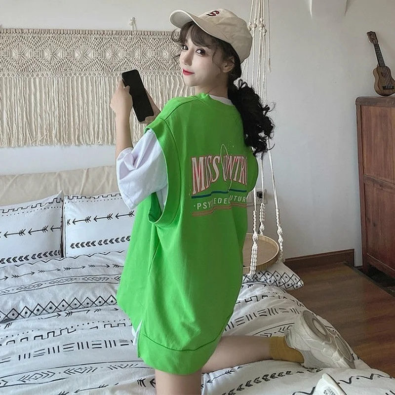 

New Style Street Vest Women Sleeveless Vest Women Hip Hop College Style Summer Loose Sleeveless Design Tale Jacket Vestes 2021