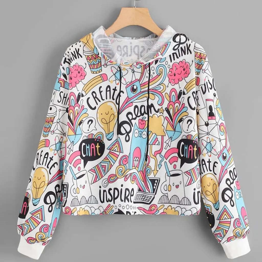 Moletom Infantil Menino укороченные Для женщин с длинным рукавом принтом граффити
