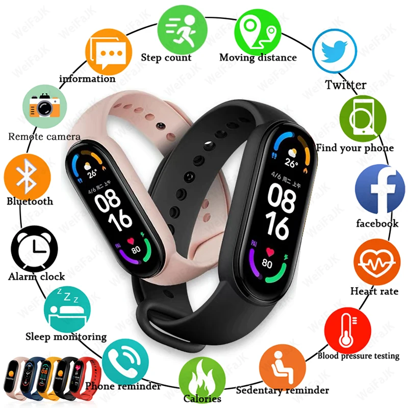 

2021 Mi Band M6 Smart Watch Men Women's Smartwatch Heart Rate Sports Fitness Tracking Bracelet For Apple Xiaomi Android Watches