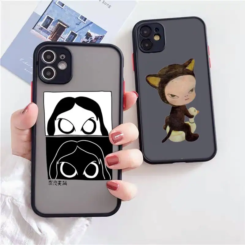 

Yoshitomo Nara Phone Case For iPhone 12 11 Mini Pro XR XS Max 7 8 Plus X Matte transparent Back Cover