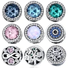 WOSTU 100% Стерлинговое Серебро 925 пробы синий розовый Кристальный Сияющий Круглый бисер амулеты Серебро 925 Оригинал подходит браслет сделай сам Изготовление ювелирных изделий