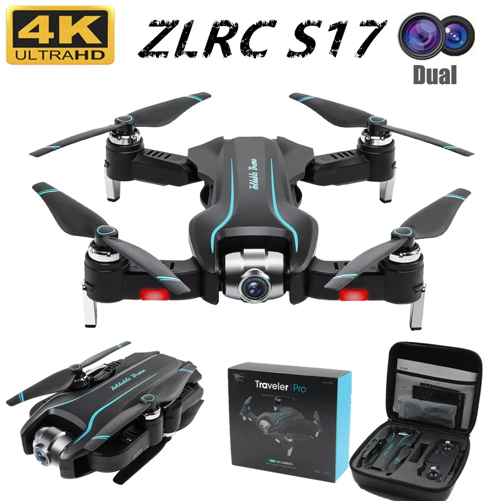 Складной Дрон S17 50 раз зум ESC двойная камера HD wifi FPV оптический поток RC Квадрокоптер вертолет камера 4K Дрон VS SG901 SG106