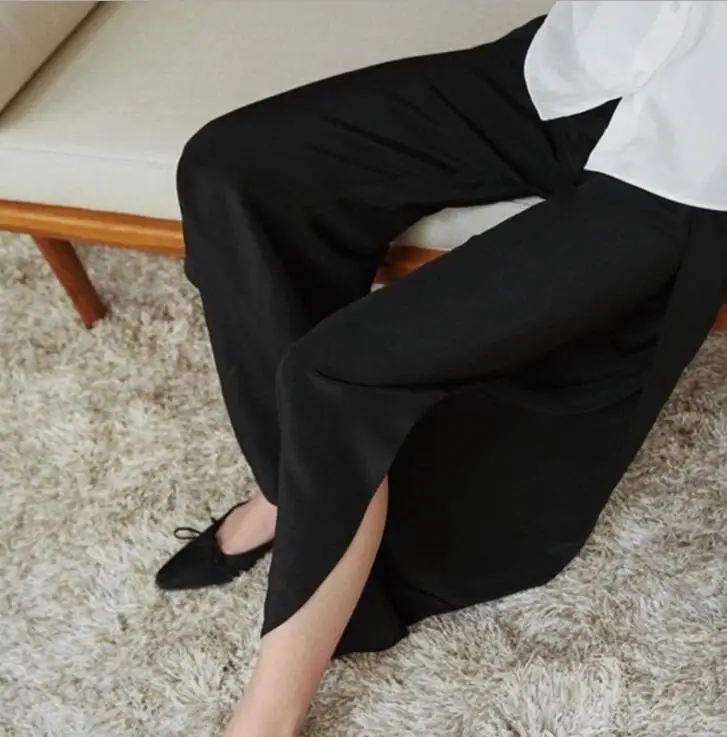 Женские шелковые брюки Классические повседневные с вилкой на ногах весна-лето 2019