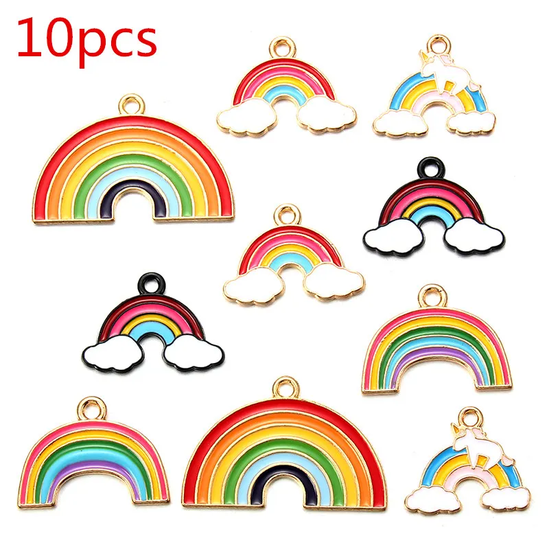 10pcs Mixed Rainbow Колокольчики с эмалевым покрытием снежинки-подвески 10 шт. рождественские привидения Подвески Ремесло для DIY украшения ожерелье серьги браслет ювелирные изделия аксессуар - Окраска металла: 10pcs Mixed Rainbow