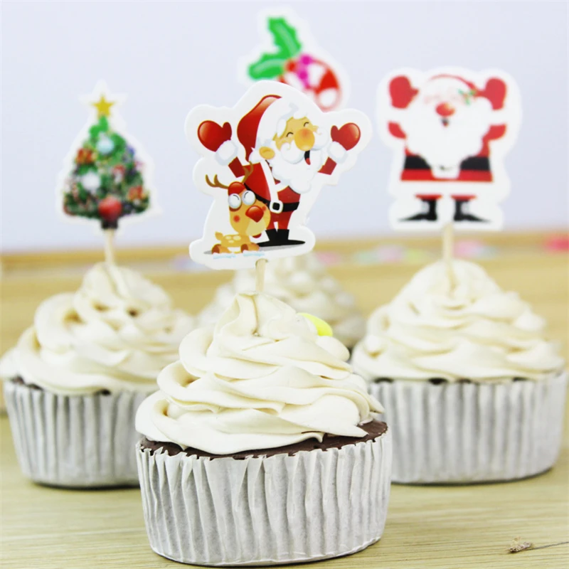 Новогодний Декор Рождество 24 шт Санта-Клаус украшение для торта Navidad