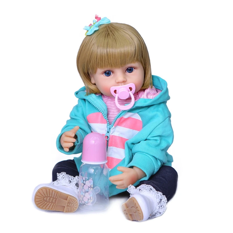 

22" Lifelike Realistic Doll Vinyl Silicone Toddler Babies Girl Accompany Toy