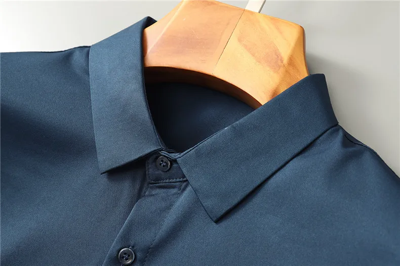Autumn Long Sleeve Casual Business Boys Silk Shirt Slim Fit Thin Social Men Purple Shirt Male Formal Oversized Button Shirt Top