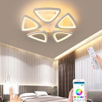 nordic minimalist led square chandelier bedroom ceiling lamp dimmable living room app study room lighting