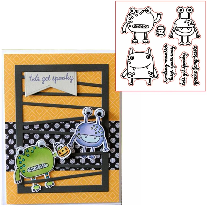 Отправка Монстр обнимает свой путь прозрачные силиконовые Монстры + фраз для DIY