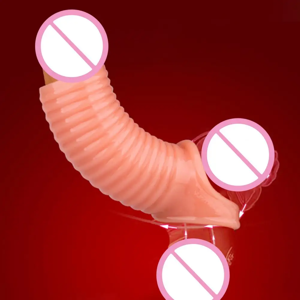 Мужской презерватив с задержкой эрекции для увеличения пениса резьбой