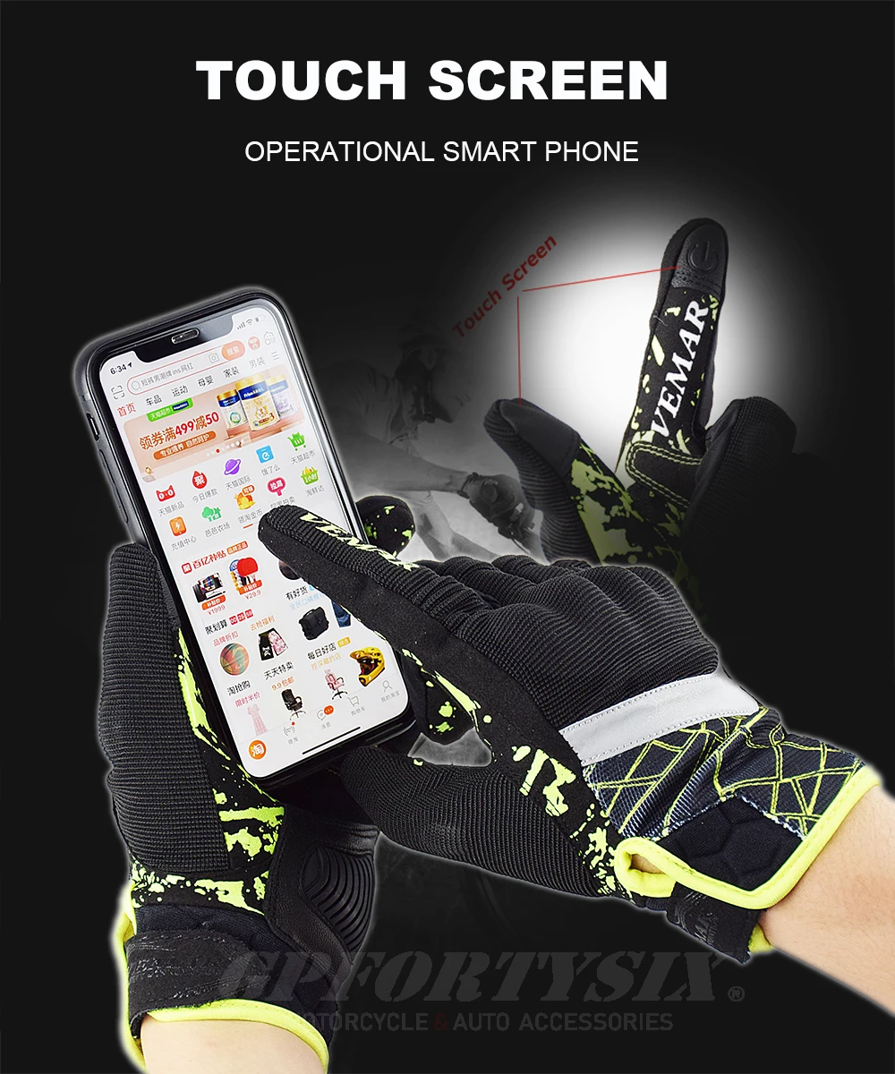 

Vemar Mens Motorcycle Gloves 3D Mesh Touch Screen Enduro Motocross Racing Gloves Outdoor Sport MTB Cycling Biker Gloves