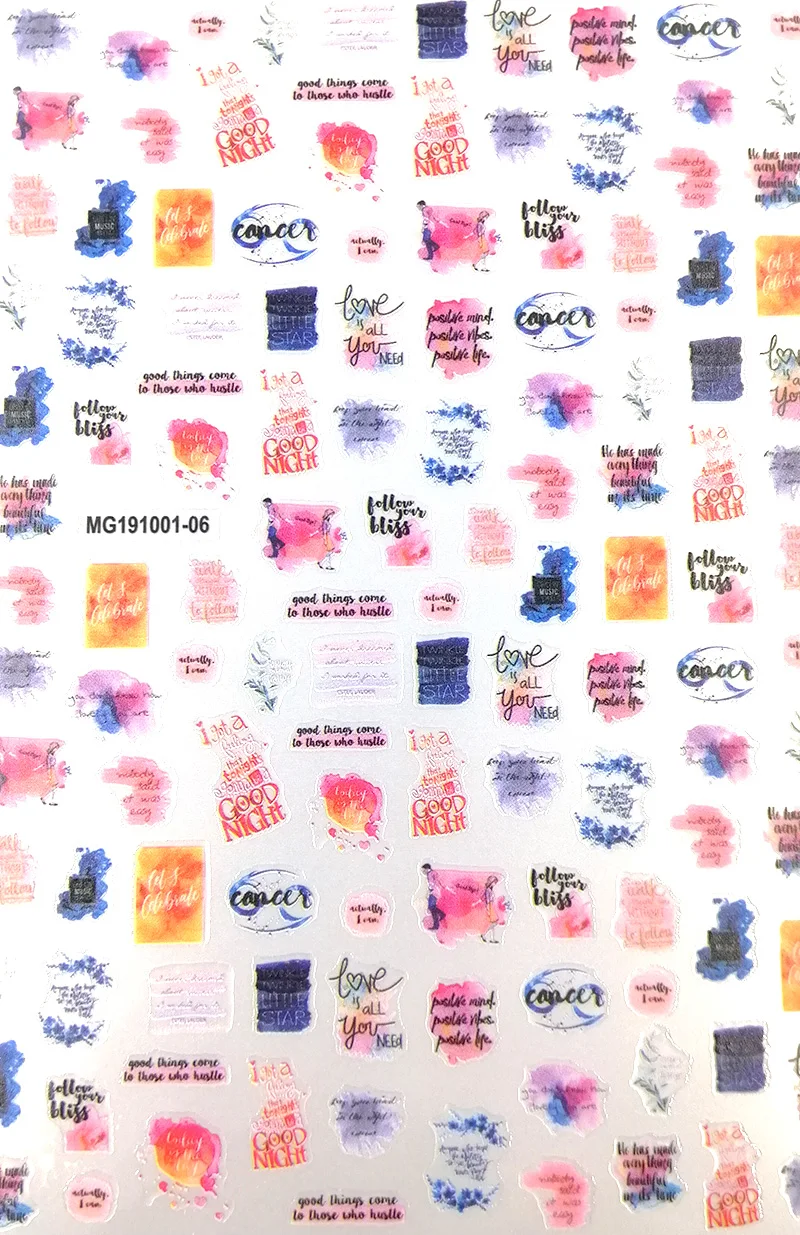 1 лист наклейка для ногтей с разноцветными буквами | Красота и здоровье