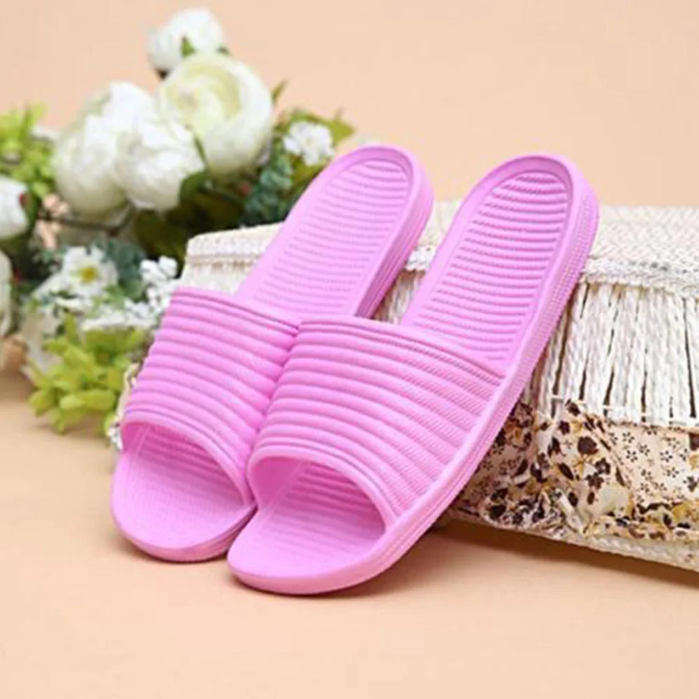 Женские полосатые Тапочки для ванной Нескользящие летние сандалии душа на