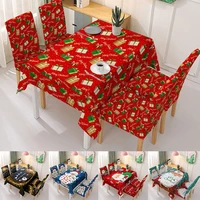 christmas tablecloth chair cover set kitchen table decor santa claus table cover home decoration elastic textile multi size hot