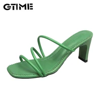 summer women sandals slippers high heel shoes for sexy peep toe heels party wedding mules woman casual square heelsjpae 127