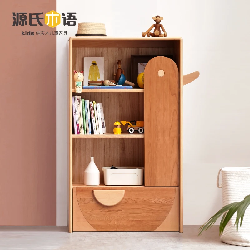 

Children receive Nordic contracted small bookcase store content ark small family completely real wood floor locker