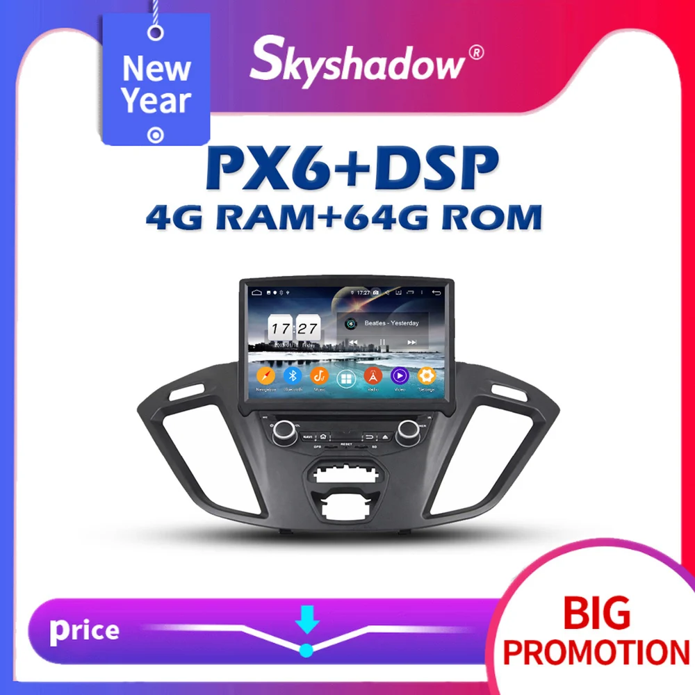 Автомобильный DVD плеер 720P PX6 DSP IPS Android 10 0 4G + 64 Гб GPS RDS радио Wifi Bluetooth 5 для Ford Transit Custom