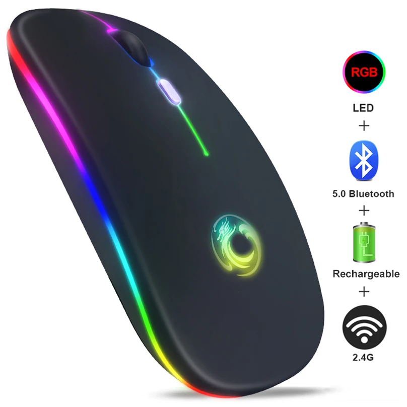 

RGB Wireless Mouse Wireless Bluetooth 5.0 Mouse Computer Silent USB Mause Rechargeable Ergonomic Laptop Mice 5.0 Bluetooth Mouse