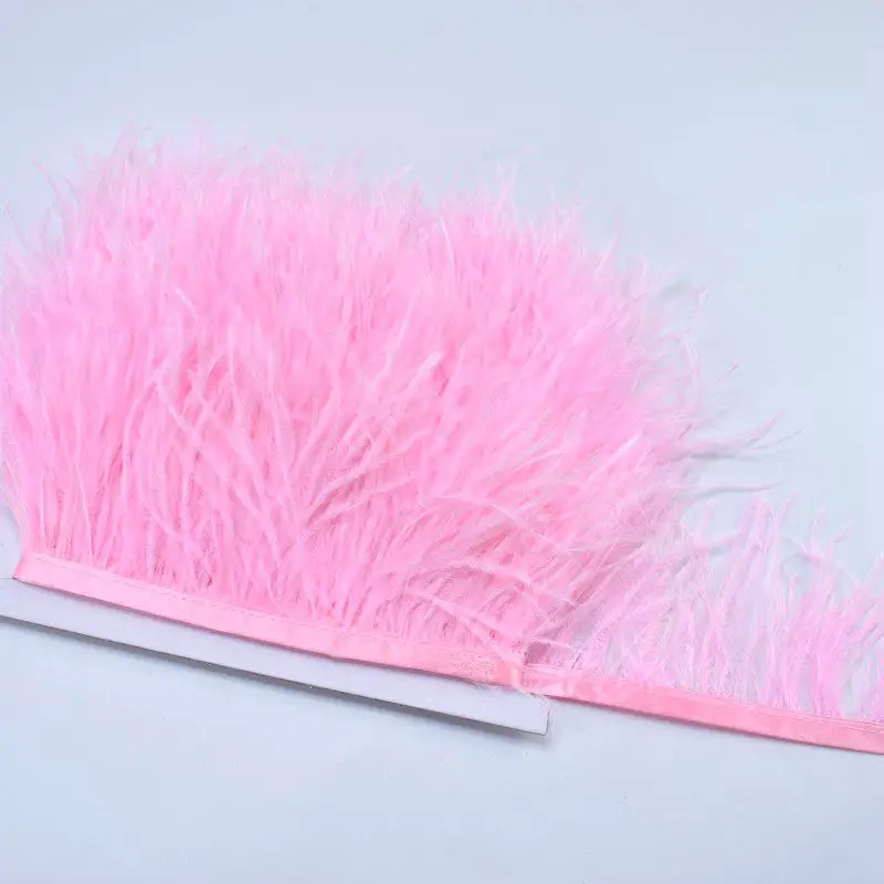 pink 1 метр страусиные перья для рукоделия одежды DIY 8-10 см натуральные белые перья для рукоделия шитья DIY украшения платья - Цвет: pink