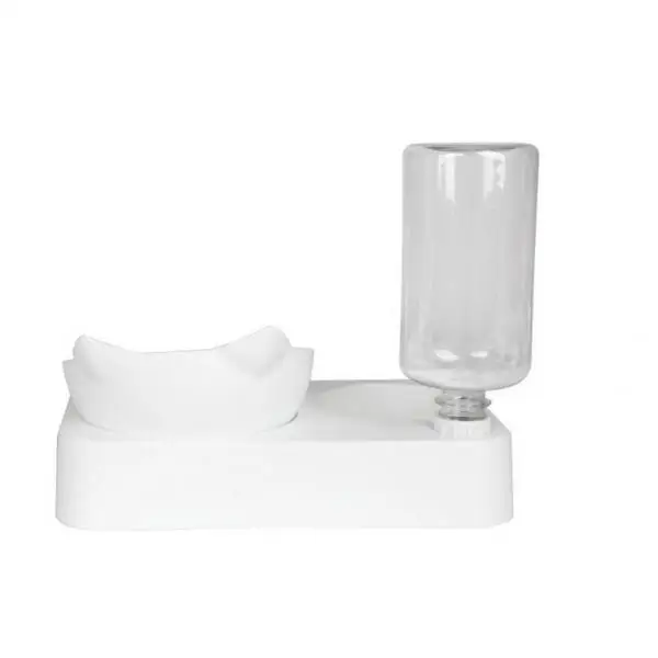 

Double Bowl Corner Neck Protect Pets Mute Drinker Feeder Bowl Plastic Dual Double Diner Bowl