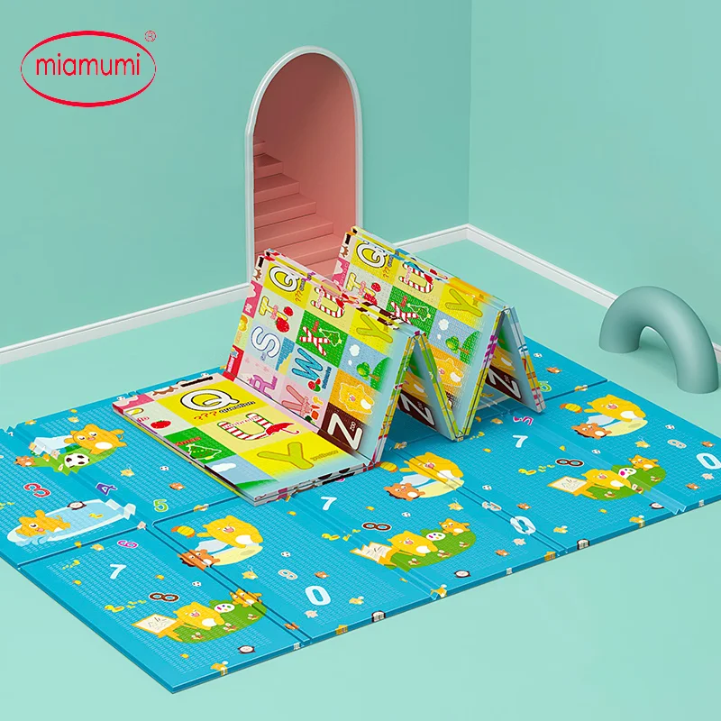 Складывающийся игровой коврик Miamumi с изображением животных алфавита, игровой коврик для малышей, одеяло для ползания, Складывающийся коврик, утолщенные коврики 1,5 см - Цвет: Alphabet