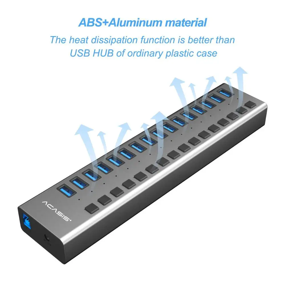 Usb-хаб 3,0, внешний адаптер питания, 16 портов, usb-хаб, разветвитель, переключатель 12 В, 7.5A, адаптер питания для Mac, планшета, ноутбука, ПК, США, ЕС, Великобритании