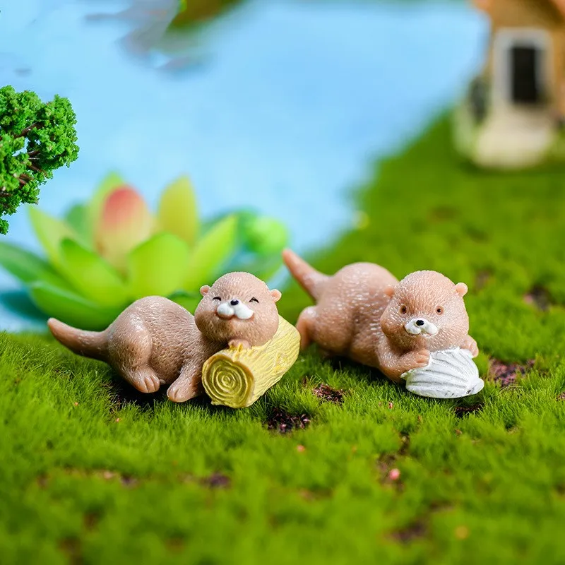 Милые мини-модели Otters в виде животных Мультяшные Аниме фигурки микро ландшафтное