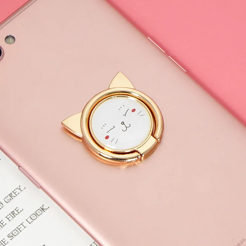 finger ring holder 360 degree rotation metal ring bracket for iphone huawei xiaomi all mobile smart phone stand cute cat support free global shipping