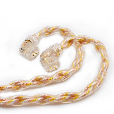 KZ 8-жильный золотой серебряный медный кабель для наушников