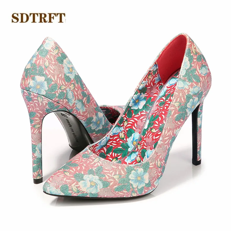 

SDTRFT women shoes Crossdresser Pointed Toe Pumps 11cm Ultra High thin heel Stiletto Office Lady Shallow mouth zapatos de mujer