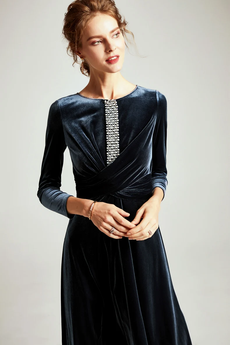 Дамское миланское женское платье для подиума с круглым вырезом 3/4 рукавами