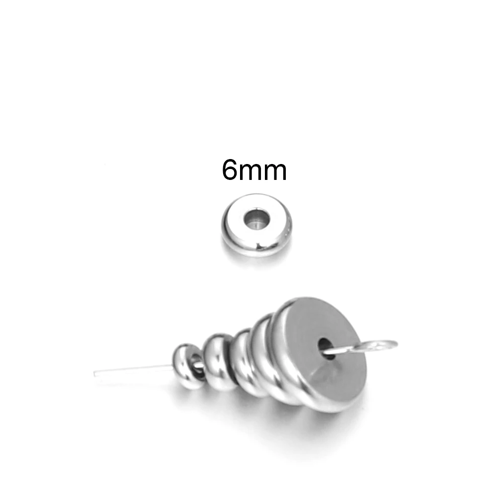6mm Semitree 50 шт. 4 мм 6 мм 8 мм 10 мм Нержавеющая сталь туфли на плоской подошве с круглым носком, металлической бусины-разделители бусины DIY браслет Цепочки и ожерелья ювелирных изделий - Цвет: 6mm