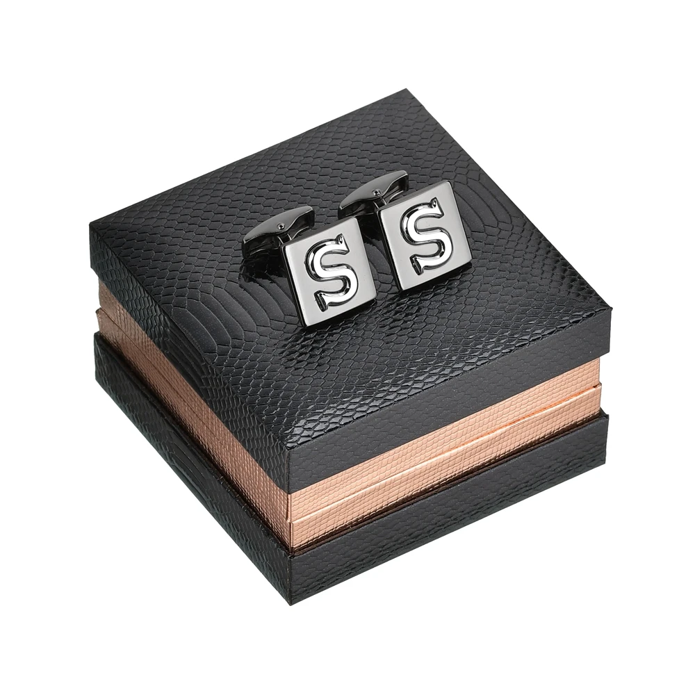 Роскошные мужские классические черные запонки с буквами алфавита S строгие