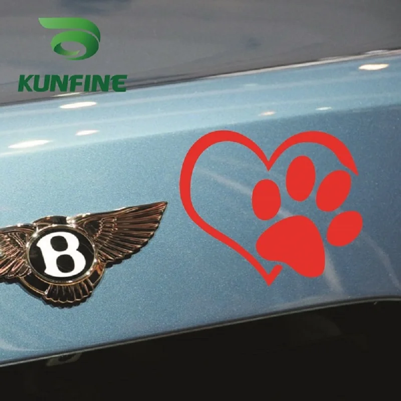 KUNFINE наклейка для стайлинга автомобиля Любовь Сердце Собака Следы Автомобильная