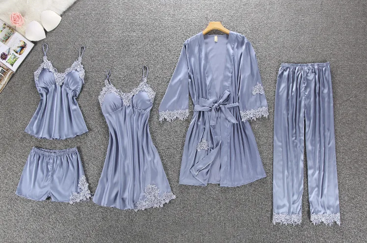 5 шт. Женский пижамный комплект на бретельках с топом и брюками | Женская одежда