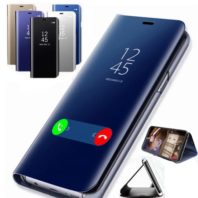 Clear view Mirror P Smart Case For Huawei P9 P10 P20 Lite P30 pro Mate 30 Honor 20 10 9 lite 9X 8X Y6 Y7 Y9 2019 flip Z|Чехлы-книжки| |