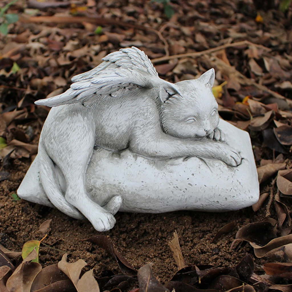 Ангел животное статуя, милый спящий котенок с крыльями ангела, резина, сад,  орнамент Мемориал Tribute статуя для домашнего двора лужайки | AliExpress