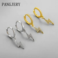 pangjery prevent allergy 925 stamp micro pave zircon earrings for women ins fashion lightning bolt party jewelry gift