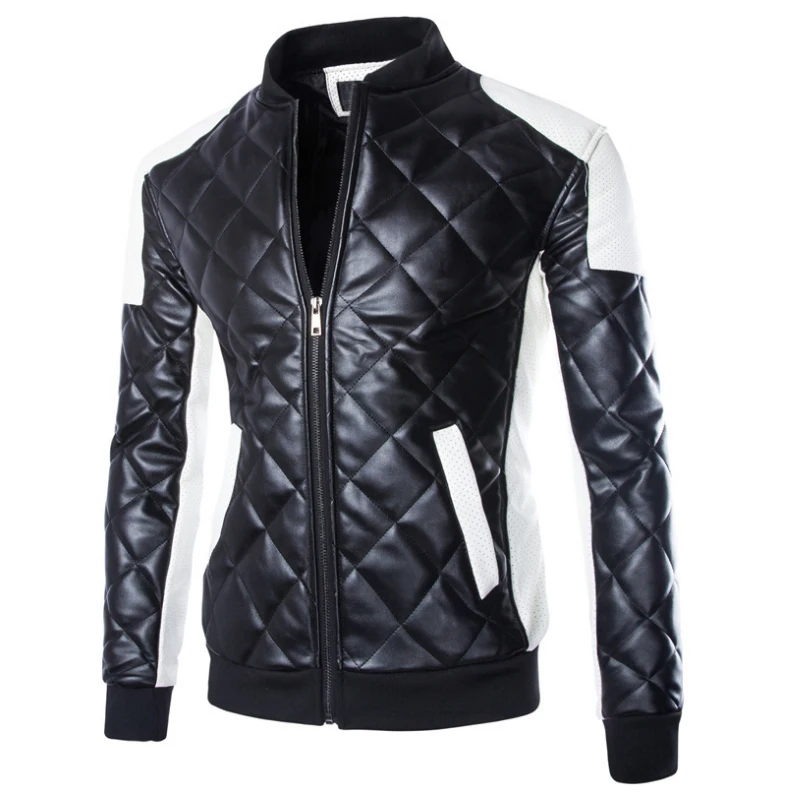 Мужская куртка из искусственной кожи повседневная классическая мотоциклетная